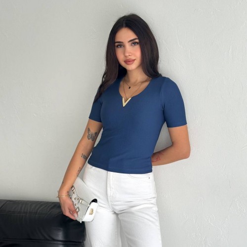 224995 TOPTAN MAVİ BLUZ toptan bayan giyim