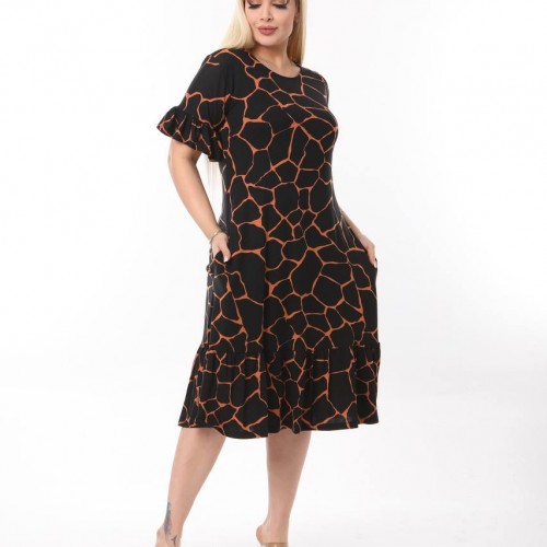 225326 TOPTAN DESENLİ ELBİSE toptan bayan giyim