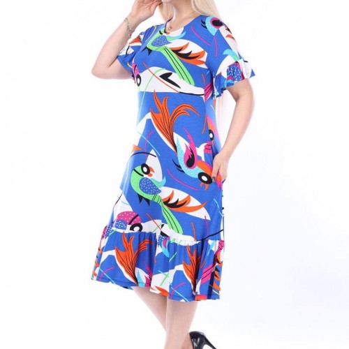 225338 TOPTAN DESENLİ ELBİSE toptan bayan giyim