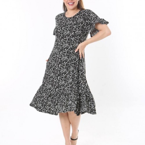 225346 TOPTAN DESENLİ ELBİSE toptan bayan giyim