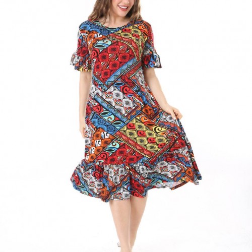 225352 TOPTAN DESENLİ ELBİSE toptan bayan giyim