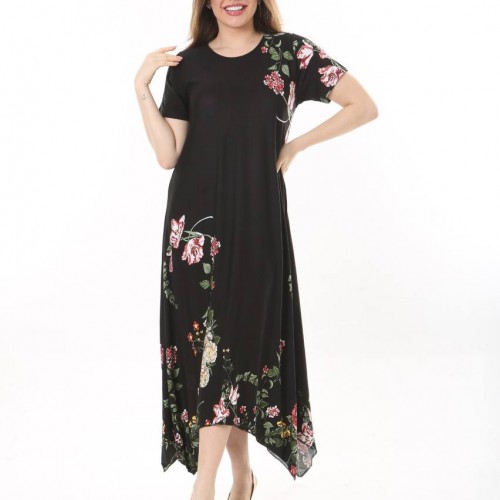 225445 TOPTAN DESENLİ ELBİSE toptan bayan giyim