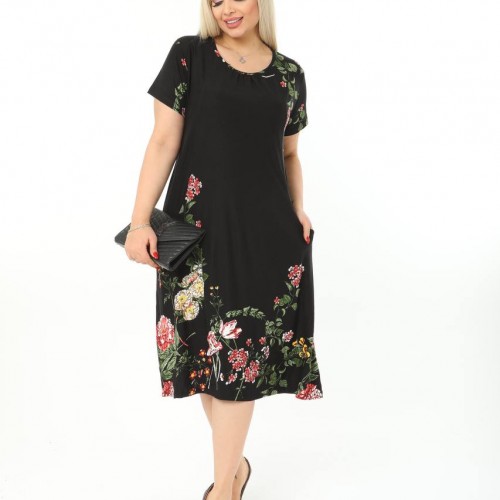 225466 TOPTAN DESENLİ ELBİSE toptan bayan giyim