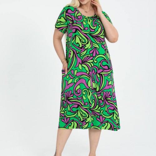 225471 TOPTAN DESENLİ ELBİSE toptan bayan giyim