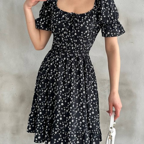 225672 TOPTAN DESENLİ ELBİSE toptan bayan giyim