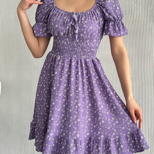 225676 TOPTAN DESENLİ ELBİSE toptan bayan giyim