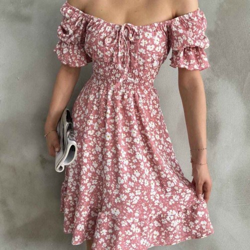 225677 TOPTAN DESENLİ ELBİSE toptan bayan giyim