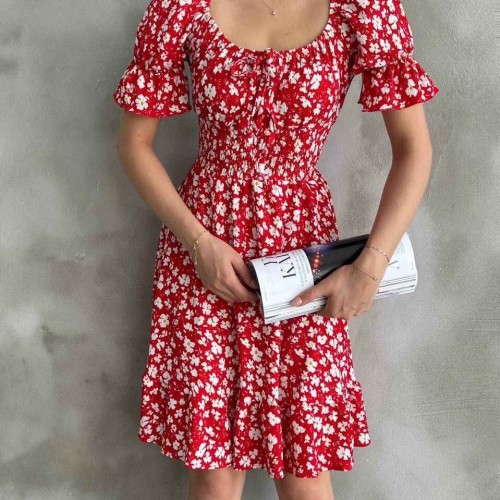 225678 TOPTAN DESENLİ ELBİSE toptan bayan giyim