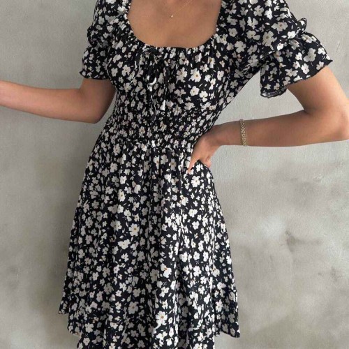 225679 TOPTAN DESENLİ ELBİSE toptan bayan giyim