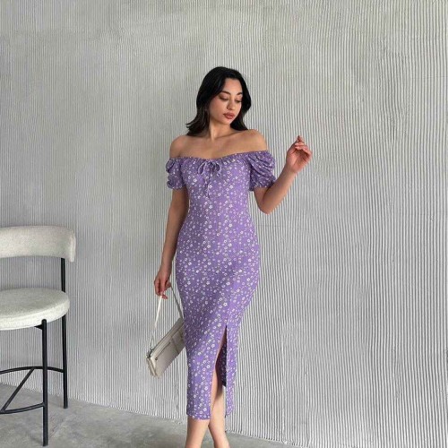 225682 TOPTAN DESENLİ ELBİSE toptan bayan giyim