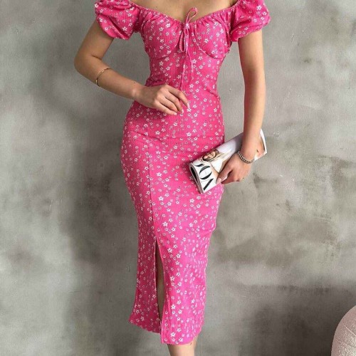 225683 TOPTAN DESENLİ ELBİSE toptan bayan giyim