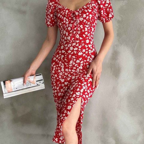 225688 TOPTAN DESENLİ ELBİSE toptan bayan giyim