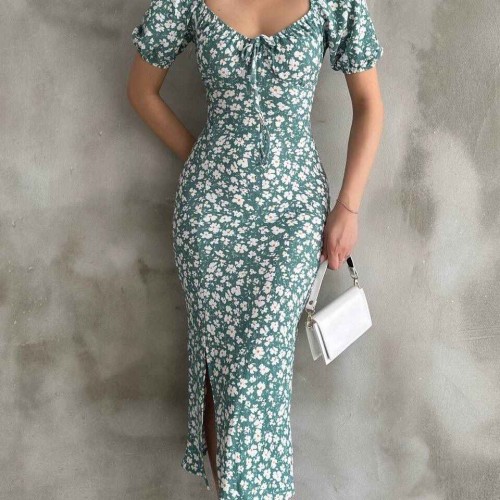 225689 TOPTAN DESENLİ ELBİSE toptan bayan giyim