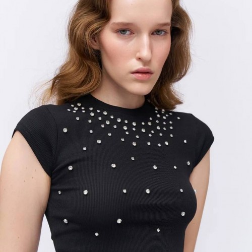 225953 SİYAH CROP toptan bayan giyim