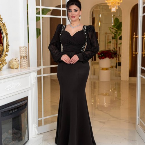 226454 SİYAH ABİYE toptan bayan giyim