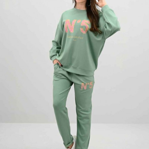 226500 SU YEŞİL EŞOFMAN TAKIM toptan bayan giyim