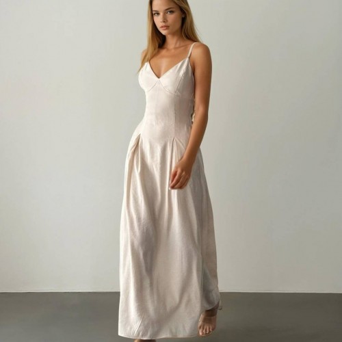 227315 BEJ ELBİSE toptan bayan giyim