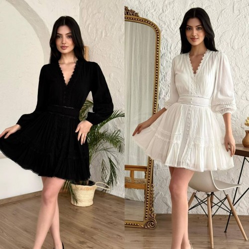 227319 BEYAZ ELBİSE toptan bayan giyim