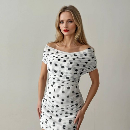 227325 BEYAZ ELBİSE toptan bayan giyim