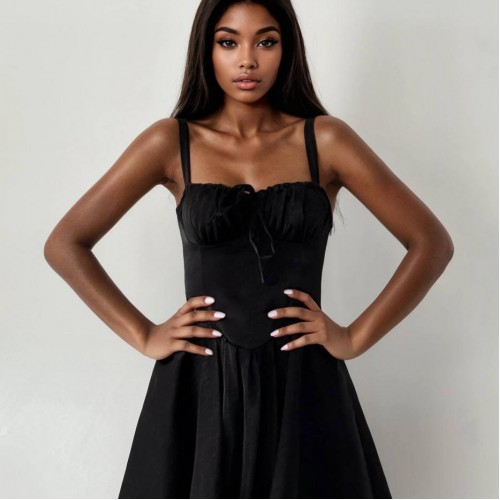 227338 SİYAH ELBİSE toptan bayan giyim