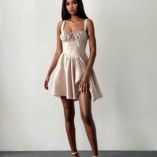 227339 KREM ELBİSE toptan bayan giyim