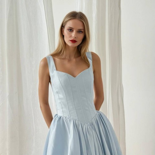 227380 BEBE MAVİ ELBİSE toptan bayan giyim