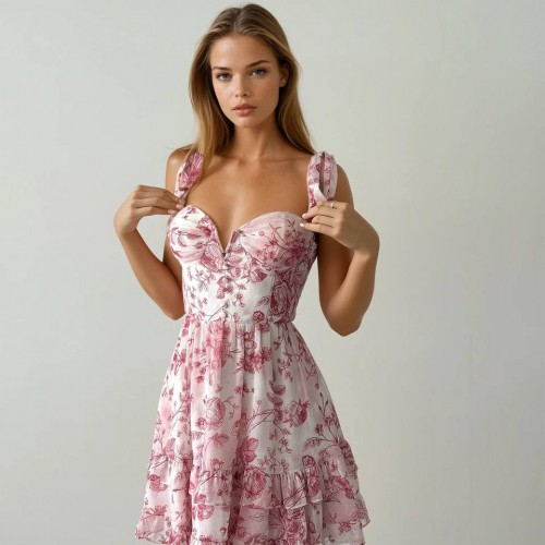 227382 DESENLİ ELBİSE toptan bayan giyim