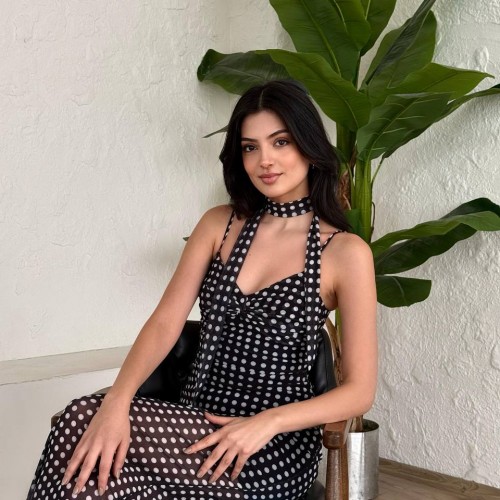 227430 PUANTİYELİ ELBİSE toptan bayan giyim