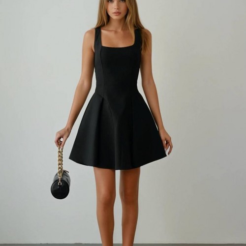 227434 SİYAH ELBİSE toptan bayan giyim