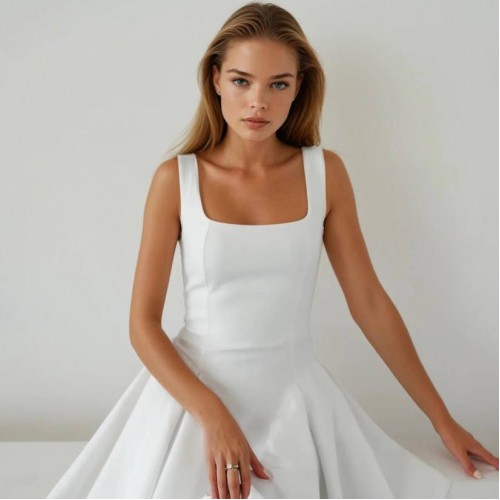 227435 BEYAZ ELBİSE toptan bayan giyim