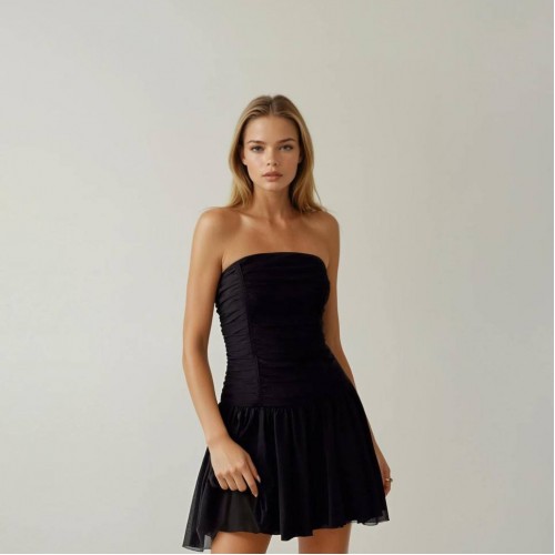 227438 SİYAH ELBİSE toptan bayan giyim