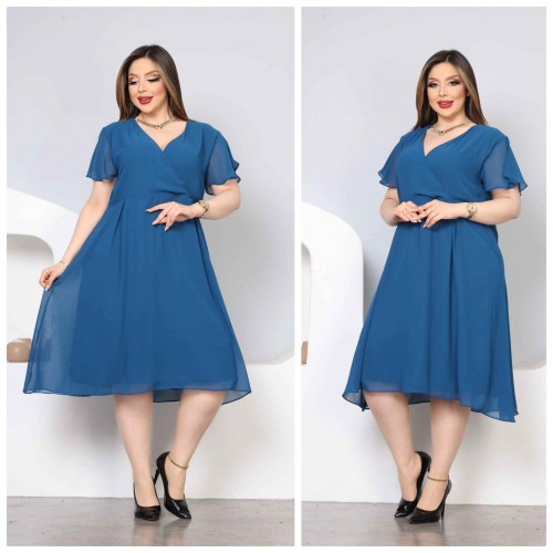 227735 TOPTAN TURKUAZ ELBİSE toptan bayan giyim