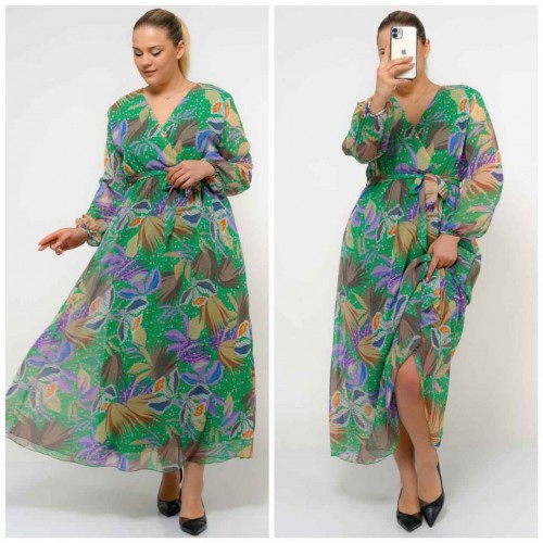 227745 TOPTAN DESENLİ ELBİSE toptan bayan giyim