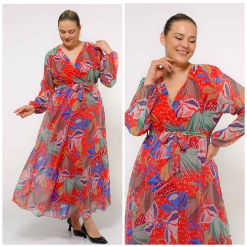 227748 TOPTAN DESENLİ ELBİSE toptan bayan giyim