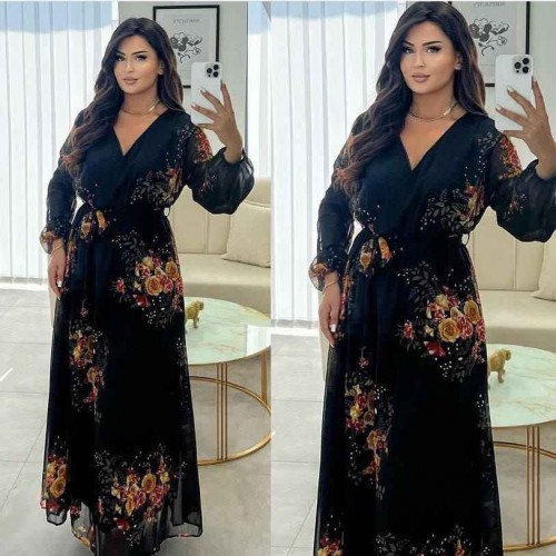 227751 TOPTAN DESENLİ ELBİSE toptan bayan giyim