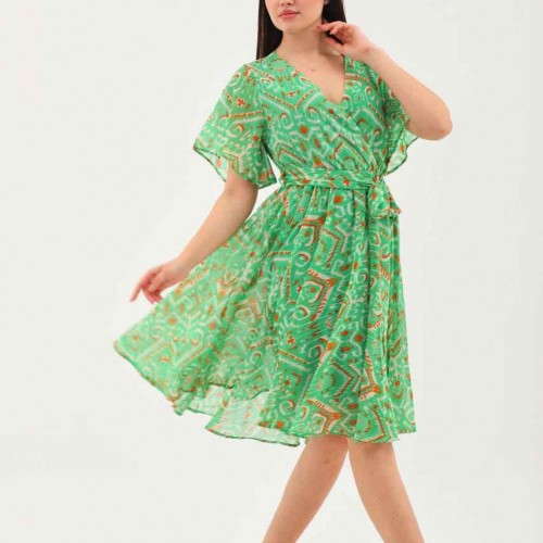 227763 TOPTAN DESENLİ ELBİSE toptan bayan giyim