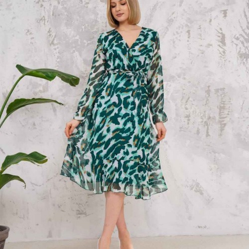 227764 TOPTAN DESENLİ ELBİSE toptan bayan giyim