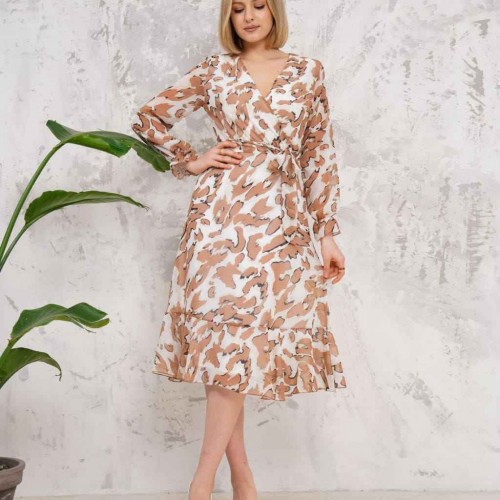 227769 TOPTAN DESENLİ ELBİSE toptan bayan giyim