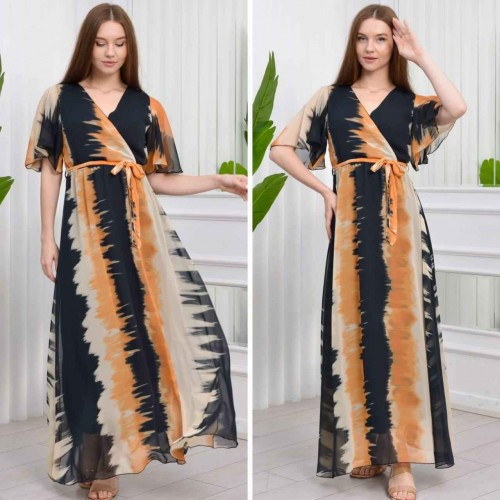 227772 TOPTAN DESENLİ ELBİSE toptan bayan giyim