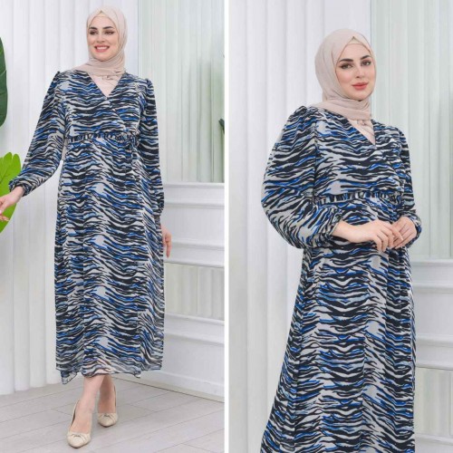 227777 TOPTAN DESENLİ ELBİSE toptan bayan giyim