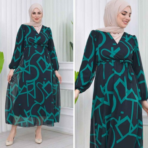 227779 TOPTAN DESENLİ ELBİSE toptan bayan giyim