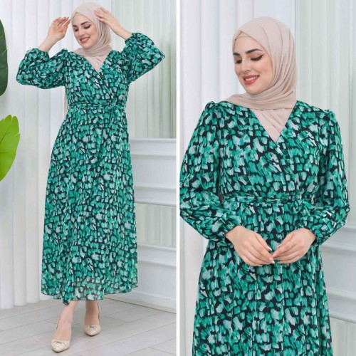 227780 TOPTAN DESENLİ ELBİSE toptan bayan giyim