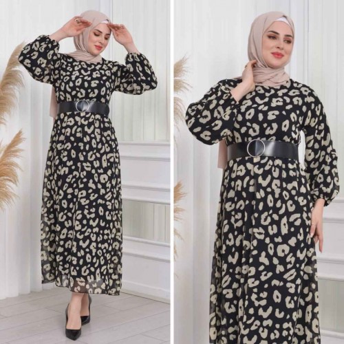 227790 TOPTAN DESENLİ ELBİSE toptan bayan giyim