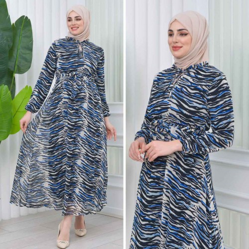 227794 TOPTAN DESENLİ ELBİSE toptan bayan giyim