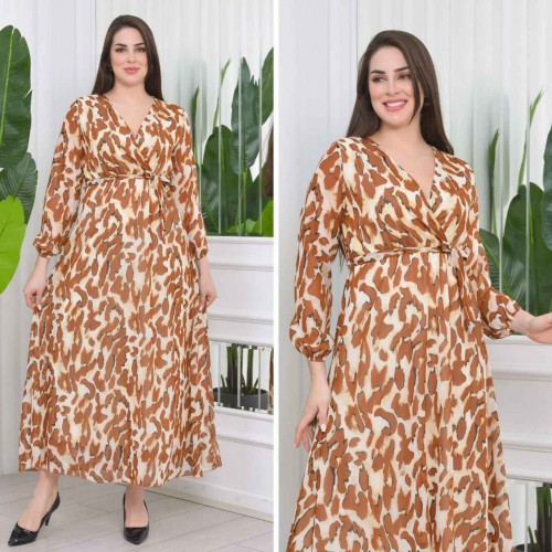 227798 TOPTAN DESENLİ ELBİSE toptan bayan giyim