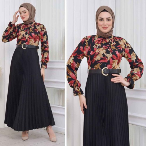 227802 TOPTAN DESENLİ ELBİSE toptan bayan giyim