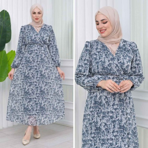 227803 TOPTAN DESENLİ ELBİSE toptan bayan giyim