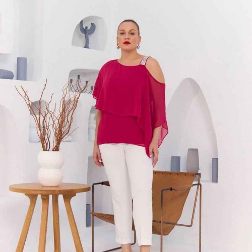 227854 TOPTAN FUŞYA BLUZ toptan bayan giyim