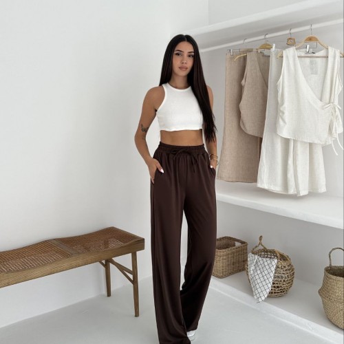 227868 TOPTAN KAHVE EŞOFMAN ALTI toptan bayan giyim