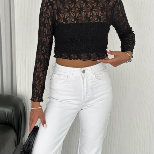 227874 TOPTAN SİYAH CROP toptan bayan giyim